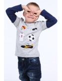 Bluza baiat cu motiv fotbal, gri deschis NDZ9092 - Magazin online - Boutique